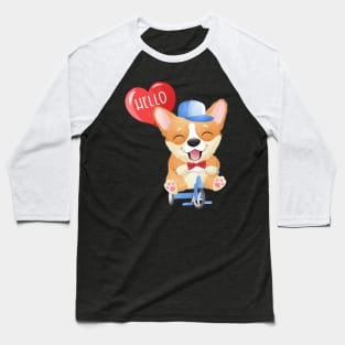 cute little corgi riding bicycle tshirt Baseball T-Shirt